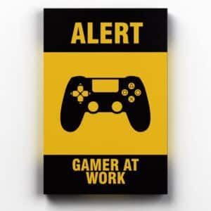 Placa decorativa de metal gamer at work