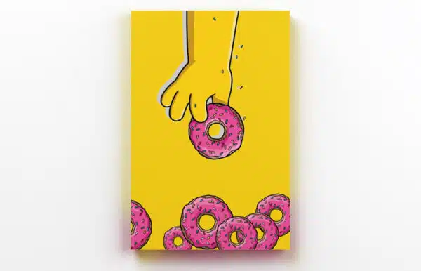 Placa decorativa de metal donuts