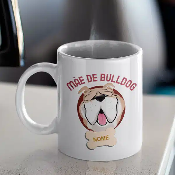 Caneca pet bulldog com nome personalizável
